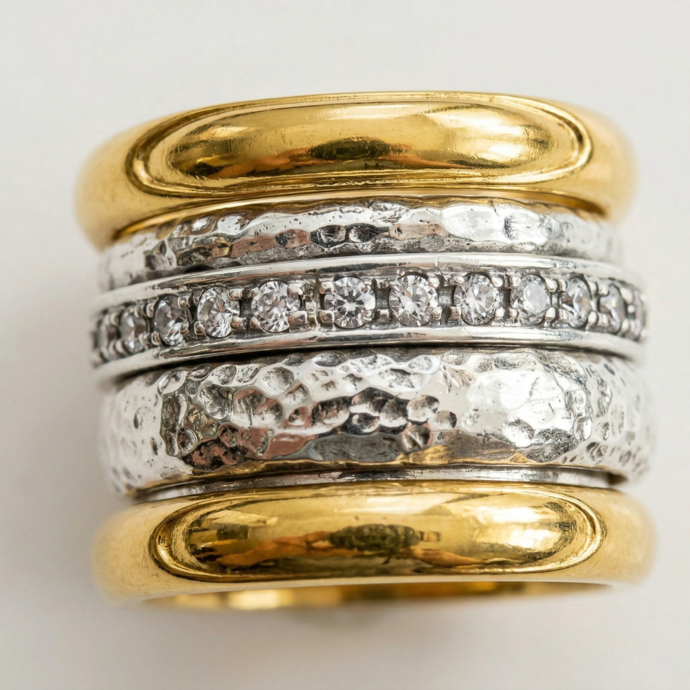 Anillo Atemporal Grueso en Capas | Oro