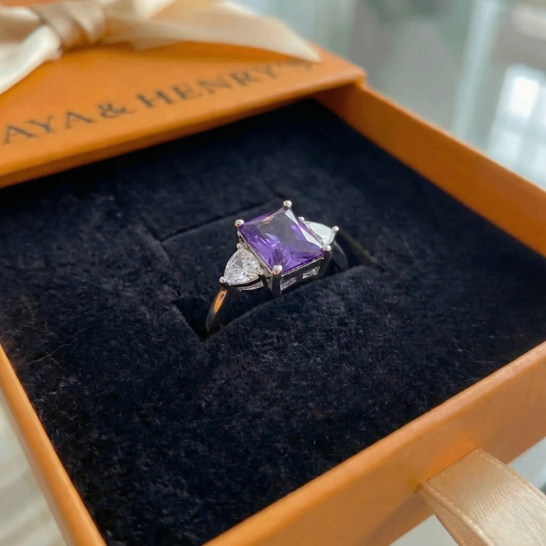 Anillo Trinity Amatista | Oro blanco