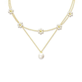 Collar Floral con Perla Multicapas | Oro