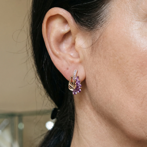 Aretes Ala Amatista Viorelle | Oro rosa