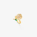 Anillo Giratorio Flor Hoja de Esmeralda | Oro