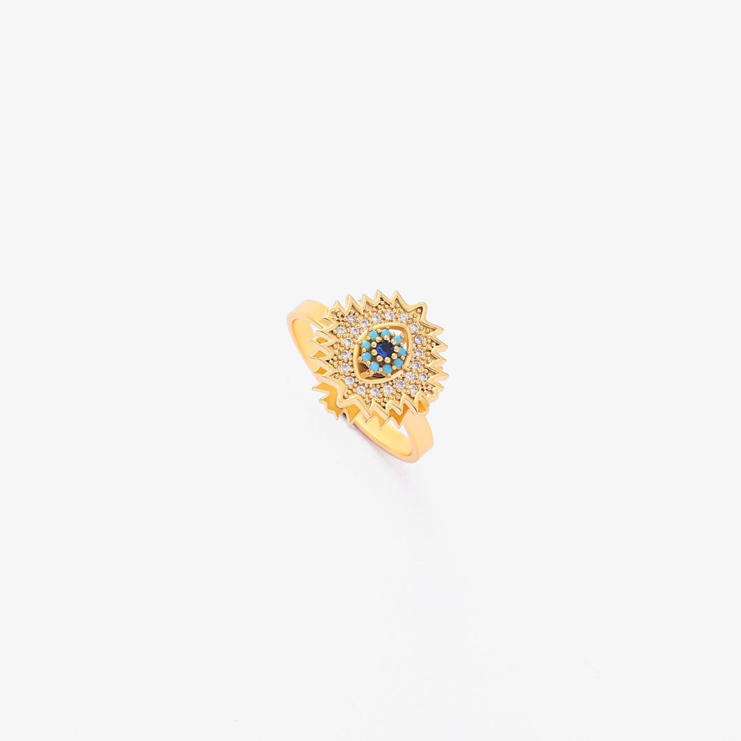 Anillo Giratorio de Zafiro Resplandor Solar | Oro