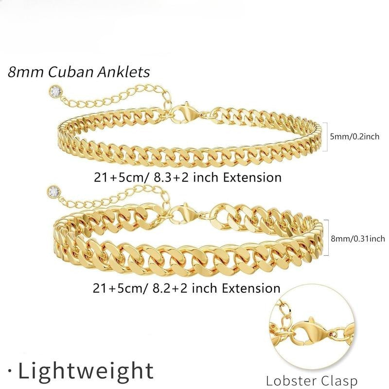 Pulsera Tobillera Eslabones Cubanos Multicapas | Oro