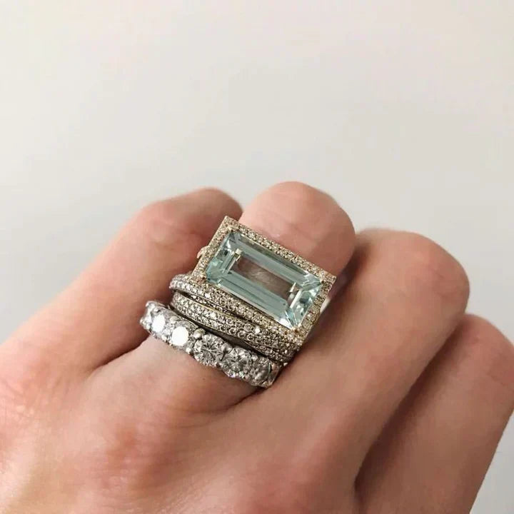 Juego de Anillos Turquesa Reliquia | Oro blanco