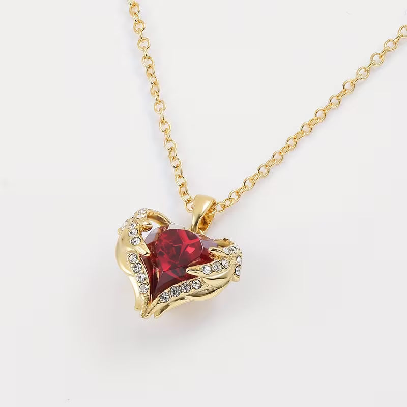 Collar Abrazo Angelical Corazón Rubí | Oro