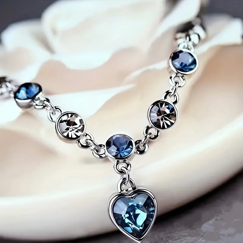 Pulsera Corazón Océano Brillo | Oro blanco