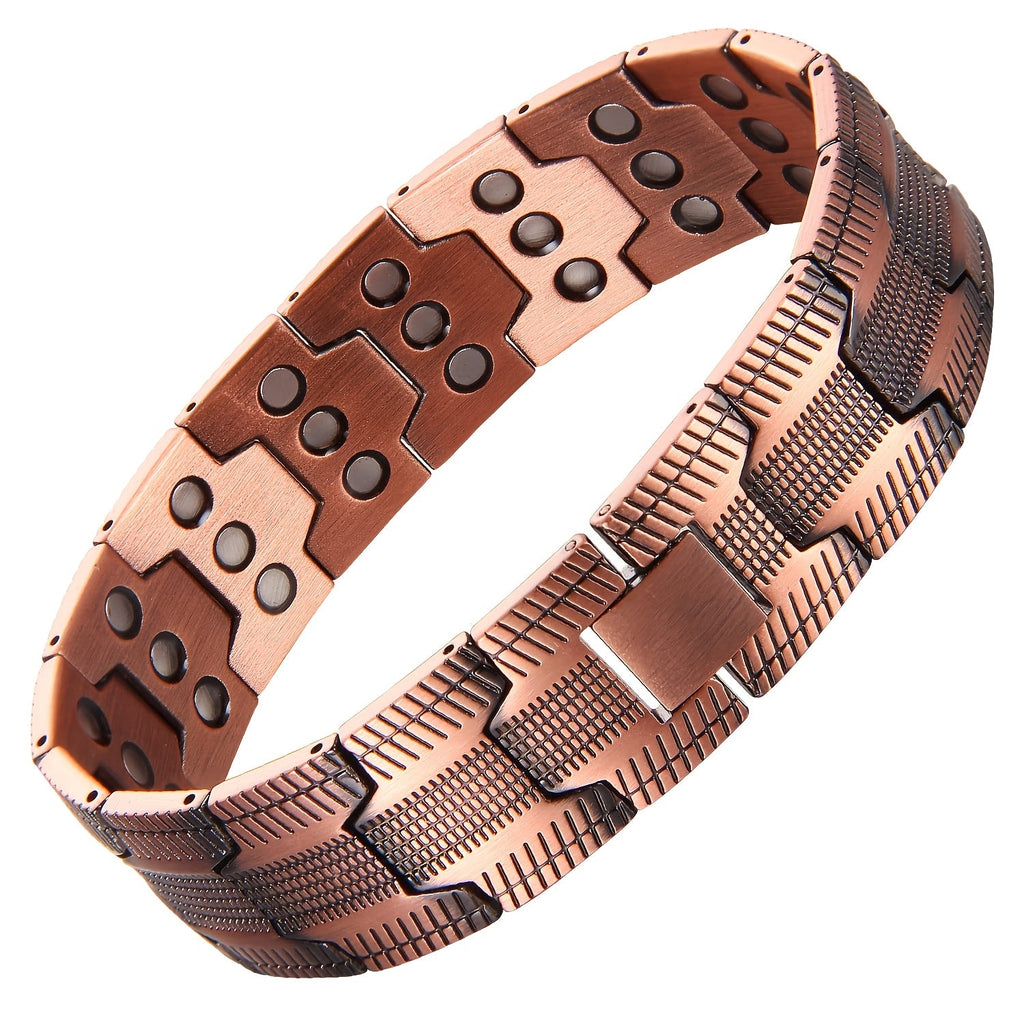 Pulsera de Cobre Acanalada con Mosaico