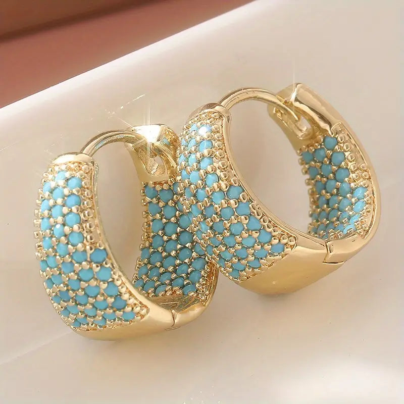 Arracadas de Turquesa con Cuentas Doradas | Oro