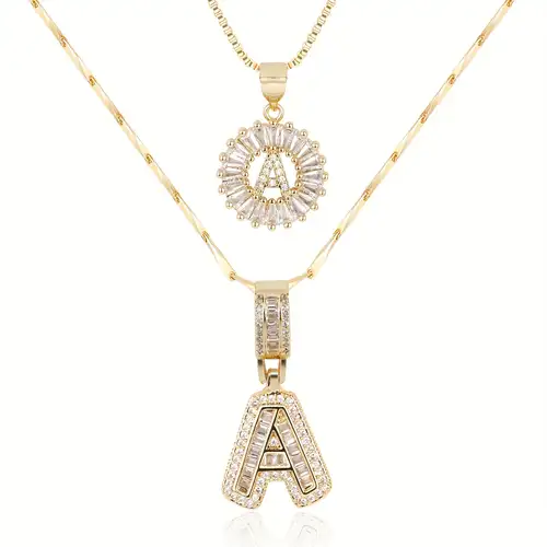 Juego de Collar con Inicial Pavé | Oro