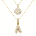 Juego de Collar con Inicial Pavé | Oro