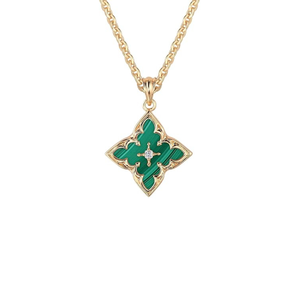 Collar con dije Trébol Esmeralda | Oro