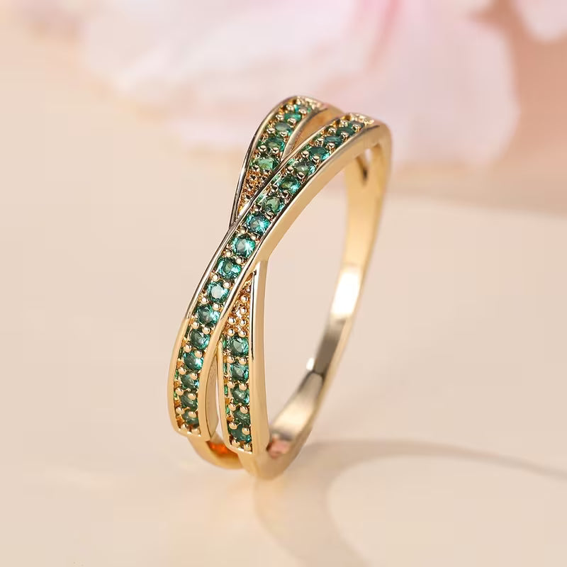 Anillo Flujo de Esmeralda | Oro