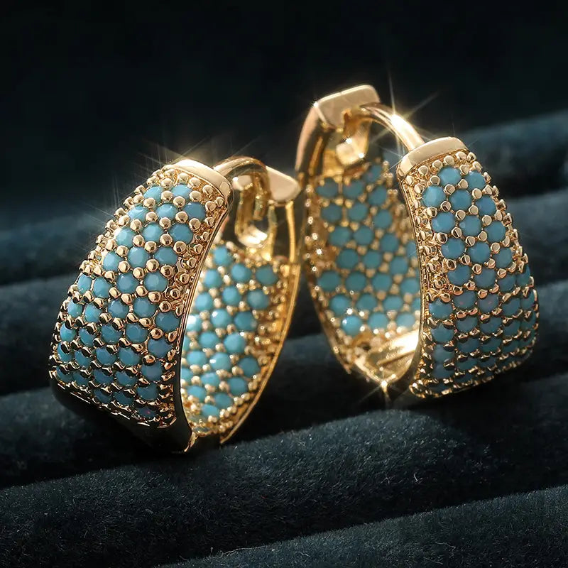 Arracadas de Turquesa con Cuentas Doradas | Oro