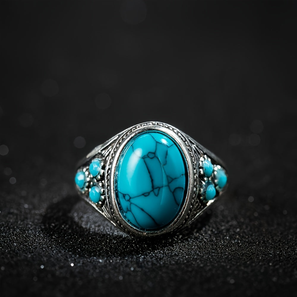 Anillo Piedra Azul Nómada | Oro blanco