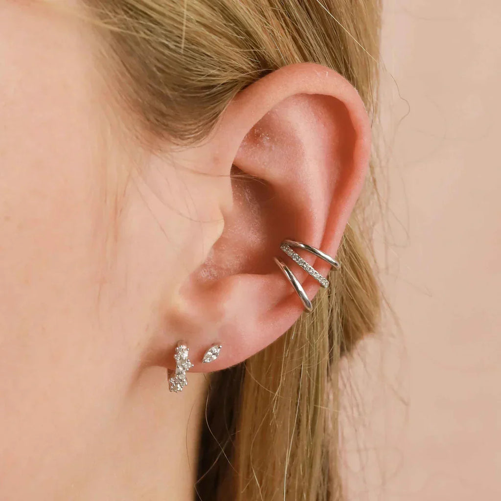Aretes de Racimo de Cristal | Oro blanco