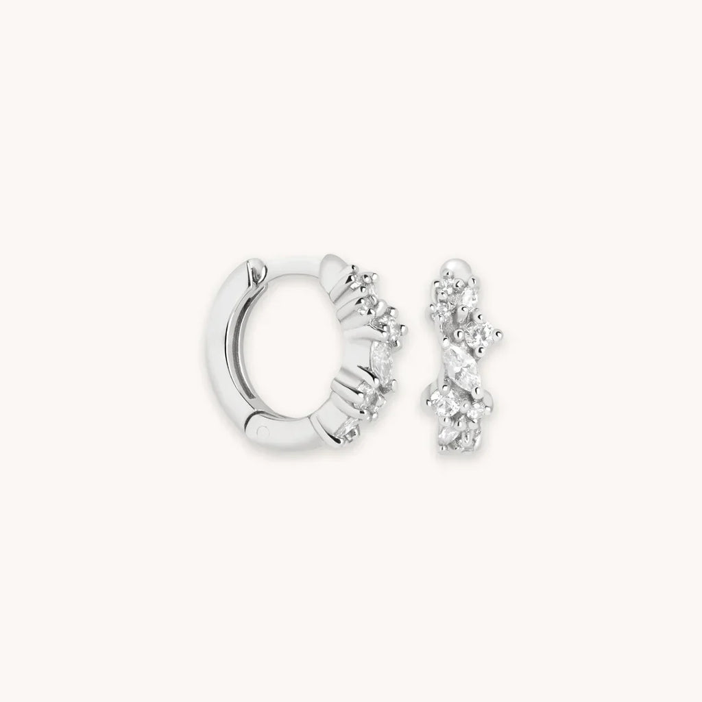 Aretes de Racimo de Cristal | Oro blanco
