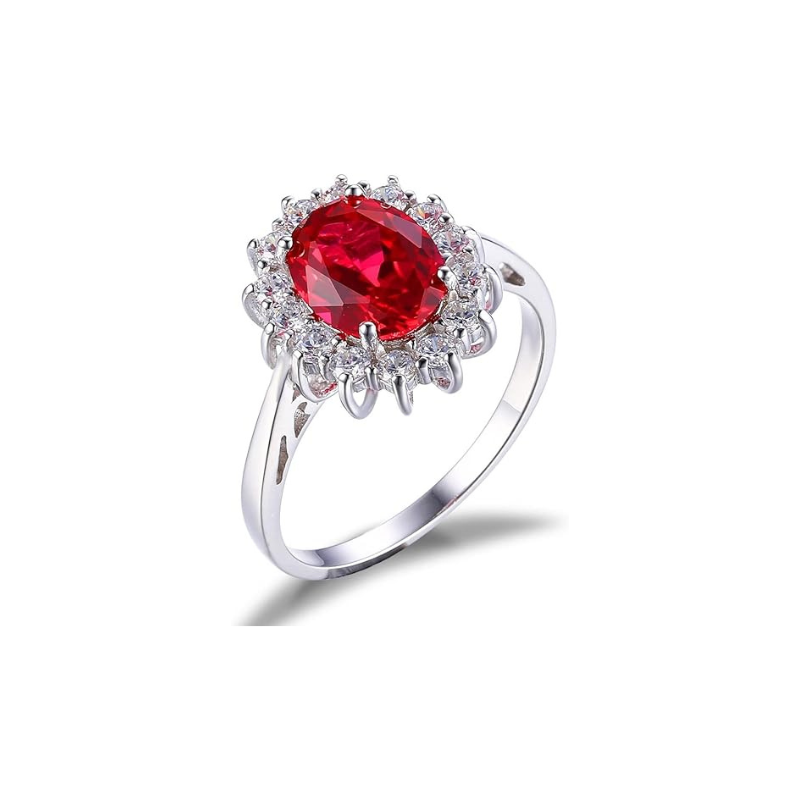 Anillo Clásico Rubí con Halo | Oro blanco