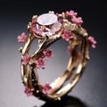 Anillo de Flor de Cristal Rosa | Oro
