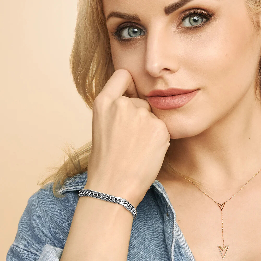 Pulsera Estate Cubana | Oro blanco