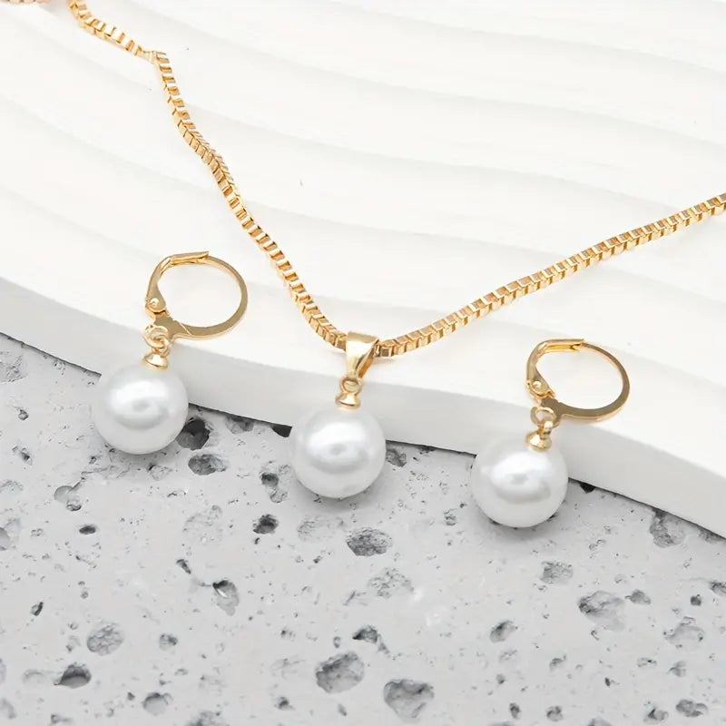 Juego de Joyería Perla Elegancia Dorada