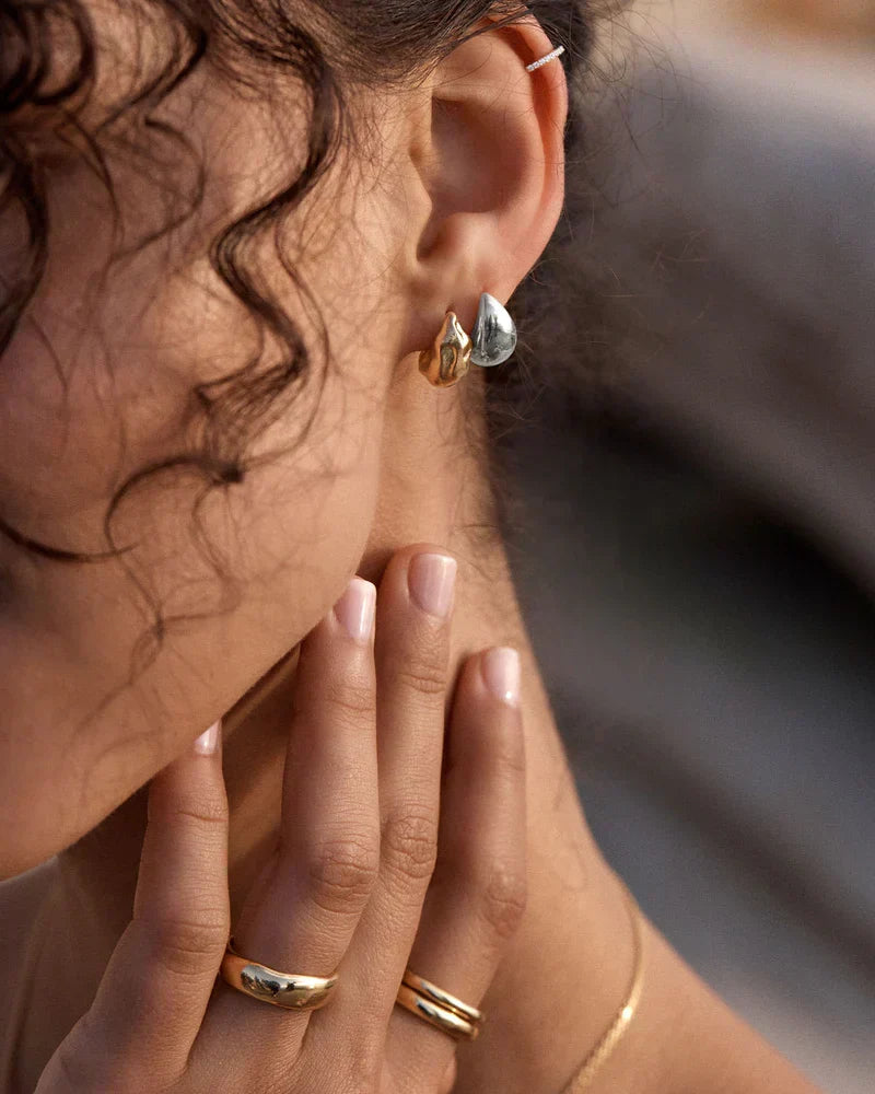 Aretes Mato de Gota | Oro blanco