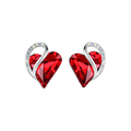 Aretes de Botón Corazón Rubí | Oro blanco