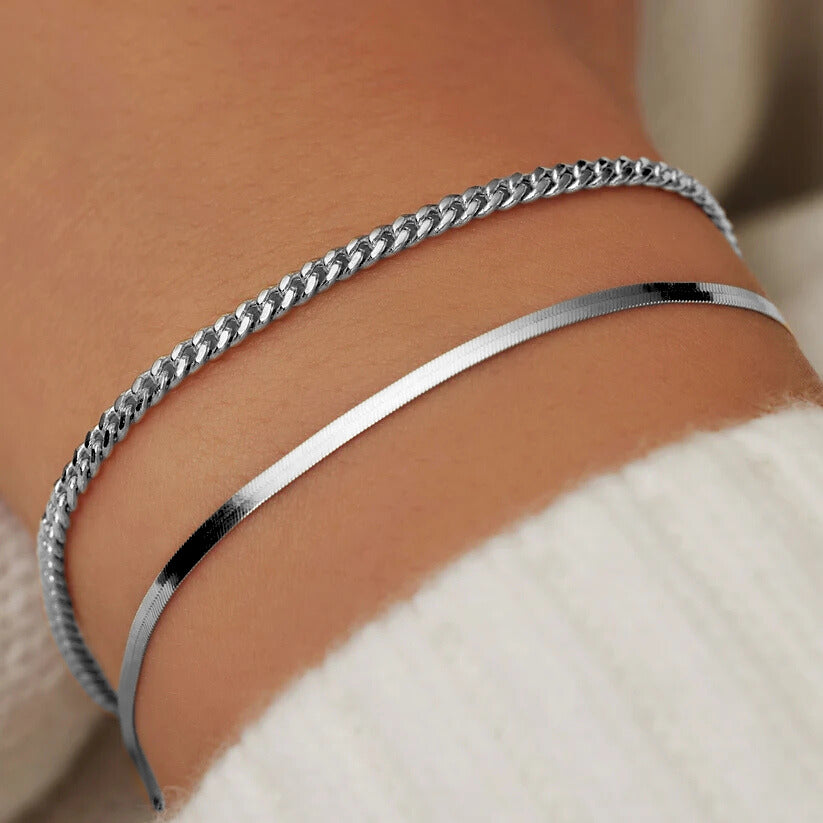 Pulsera Soleil Serpiente | Oro blanco