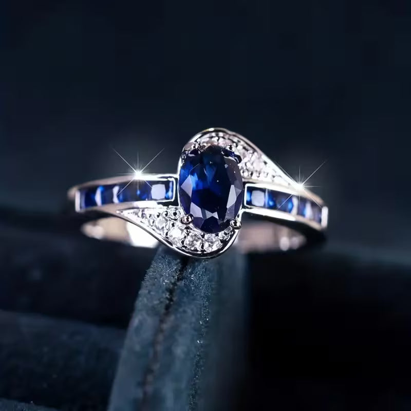 Anillo Flow de Zafiro | Oro blanco