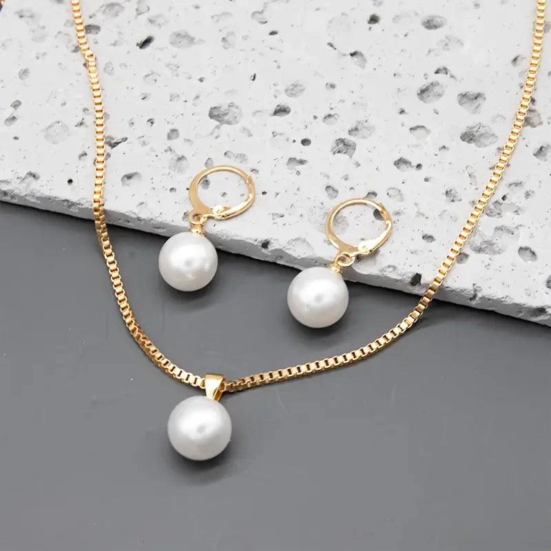 Juego de Joyería Perla Elegancia Dorada