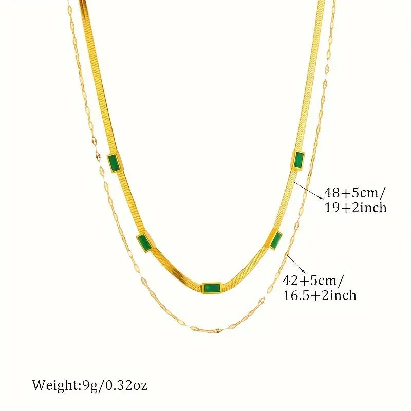 Collar Retro Sorella de Doble Capa con Gema | Oro