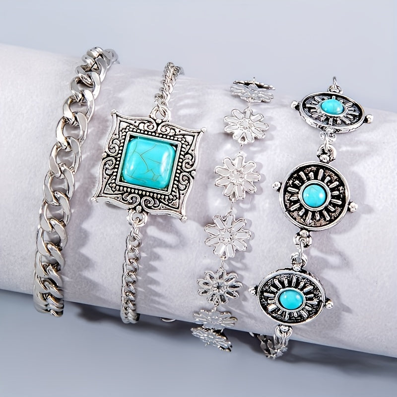 Juego de Pulseras en Capas Piedra del Cielo | Oro blanco