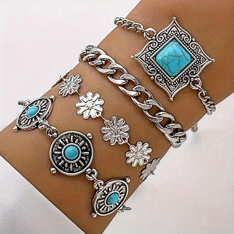 Juego de Pulseras en Capas Piedra del Cielo | Oro blanco
