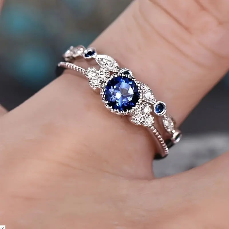 Juego de Anillos Sapphriel Corona | Oro blanco
