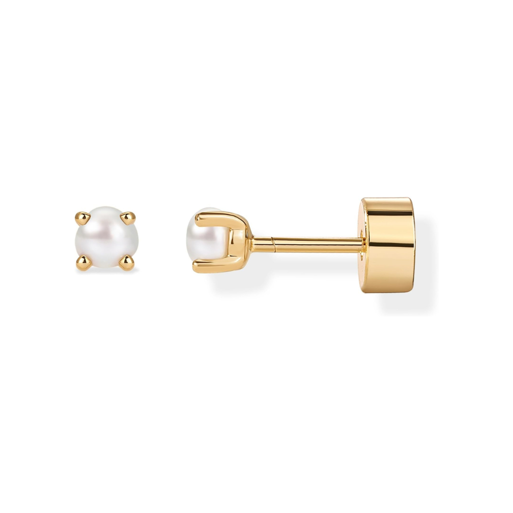 Aretes de botón de perla delicados | Oro