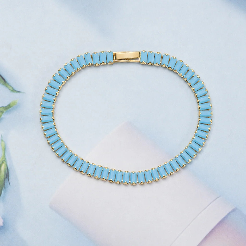 Pulsera Tenis Turquesa Vertéa | Oro