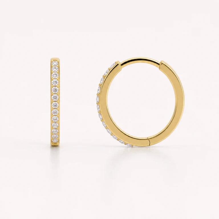 Aretes Huggie con Pavé | Oro