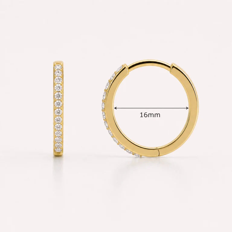 Aretes Huggie con Pavé | Oro