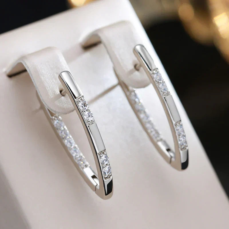 Aretes de Circonita Exquisitos | Oro blanco