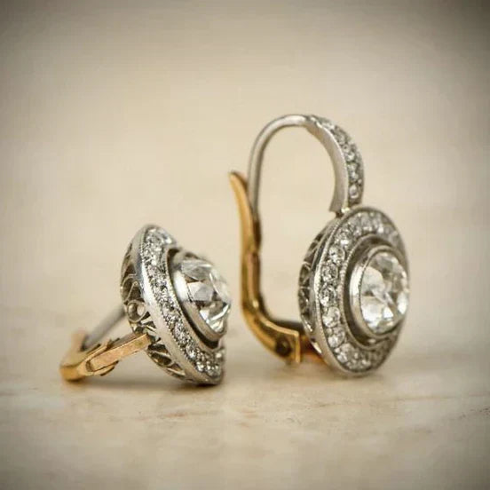 Aretes Vintage de Plata con Circonita | Oro mixto
