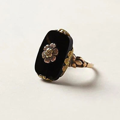 Anillo de Piedra Negra Vintage | Oro