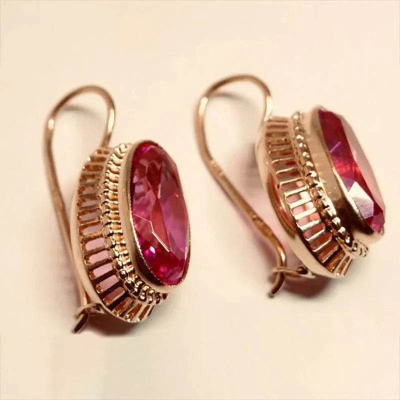 Aretes de Piedra Negra Vintage | Oro