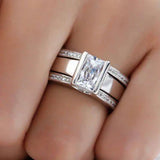 Anillo de Vidrio Incrustado Antiguo | Oro blanco