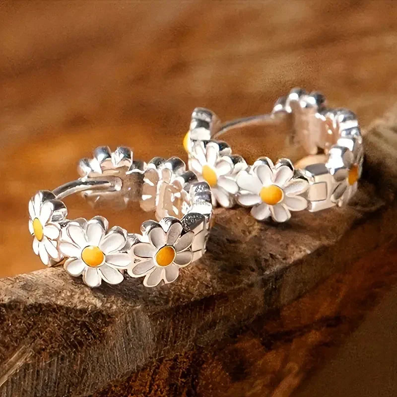 Arracadas Elegantes Margarita | Oro blanco