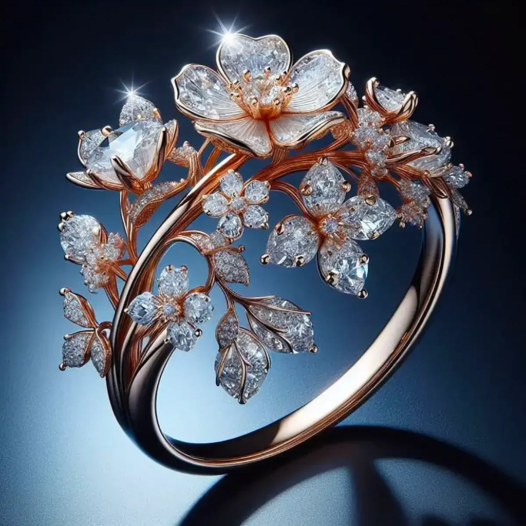 Anillo Flor Radiante Brillante | Oro rosa