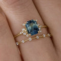 Juego de Anillos Cristal Azul Brillante | Oro