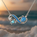 Collar de Tortugas Gemelas de Oro Blanco