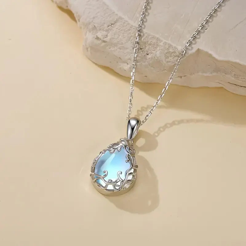 Collar con Dije Glaciar Iluminado | Oro blanco
