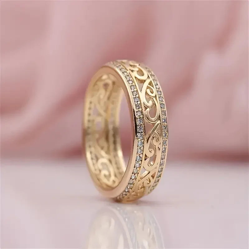 Anillo Oro Hueco Brillante - Oro
