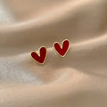 Aretes de Corazón Rojo Antiguo en Oro