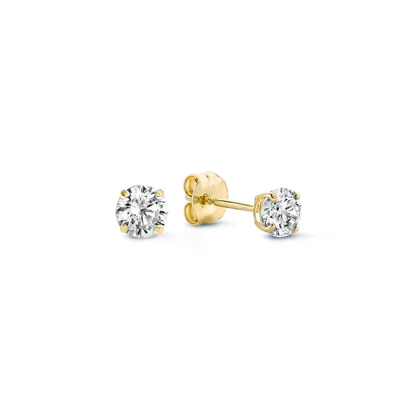 Aretes de Botón Larmes de Lune con Piedra | Oro